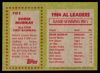 1985 Topps #701 Eddie Murray