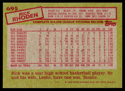 1985 Topps #695 Rick Rhoden