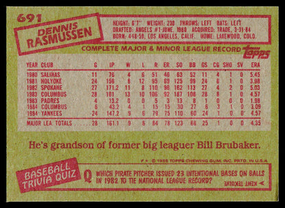 1985 Topps #691 Dennis Rasmussen