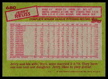 1985 Topps #680 Jerry Reuss