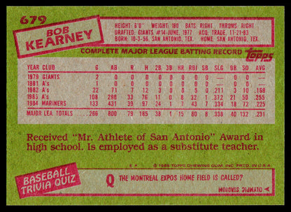 1985 Topps #679 Bob Kearney