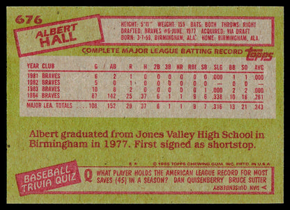 1985 Topps #676 Albert Hall