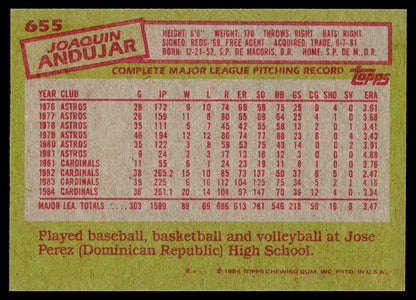1985 Topps #655 Joaquin Andujar