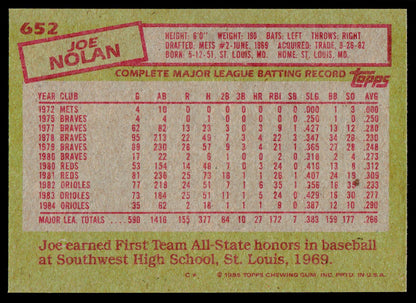 1985 Topps #652 Joe Nolan
