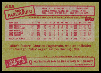 1985 Topps #638 Mike Pagliarulo