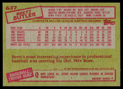 1985 Topps #637 Brett Butler
