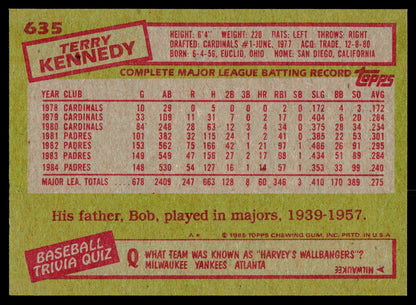1985 Topps #635 Terry Kennedy