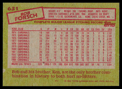 1985 Topps #631 Bob Forsch