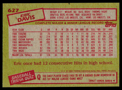 1985 Topps #627 Eric Davis