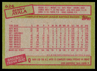 1985 Topps #624 Benny Ayala