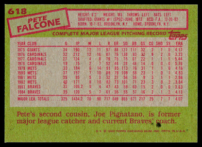 1985 Topps #618 Pete Falcone