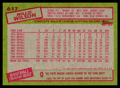 1985 Topps #617 Willie Wilson