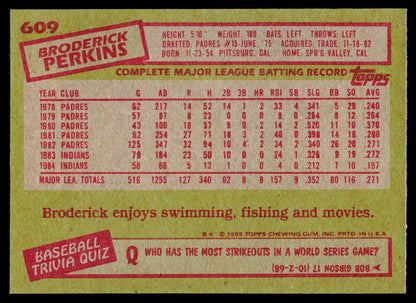 1985 Topps #609 Broderick Perkins