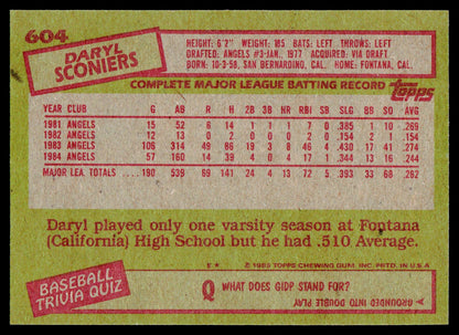 1985 Topps #604 Daryl Sconiers
