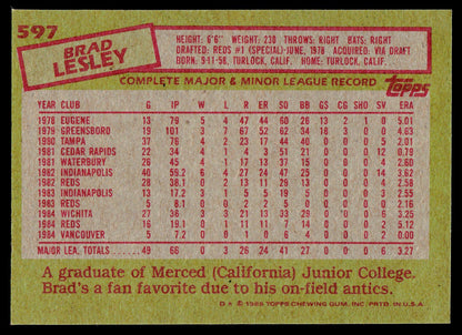 1985 Topps #597 Brad Lesley