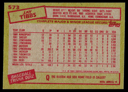 1985 Topps #573 Jay Tibbs