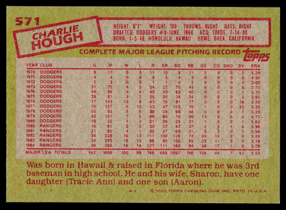 1985 Topps #571 Charlie Hough