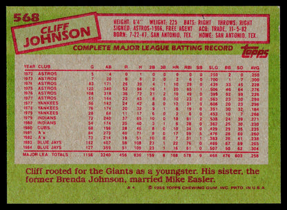 1985 Topps #568 Cliff Johnson