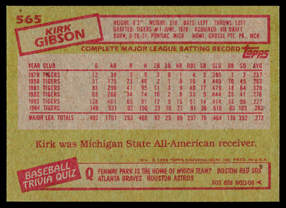 1985 Topps #565 Kirk Gibson