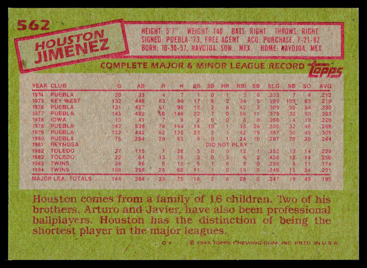 1985 Topps #562 Houston Jimenez