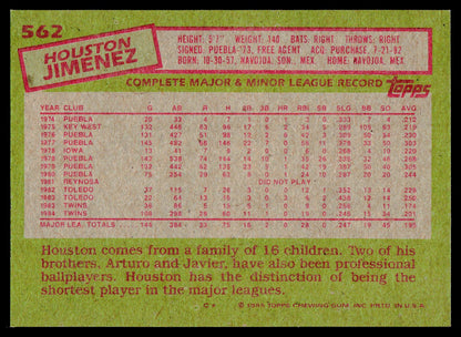 1985 Topps #562 Houston Jimenez