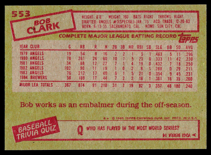 1985 Topps #553 Bob Clark