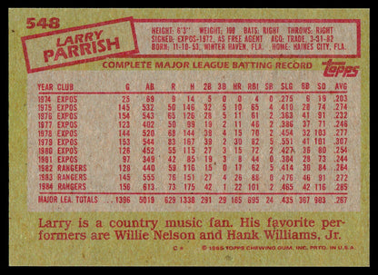 1985 Topps #548 Larry Parrish