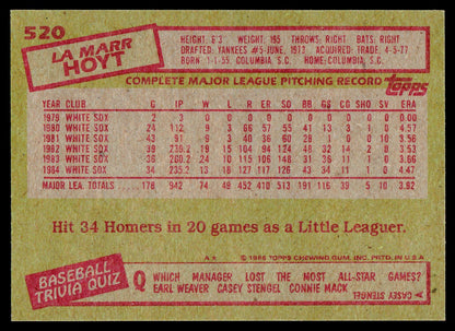 1985 Topps #520 LaMarr Hoyt