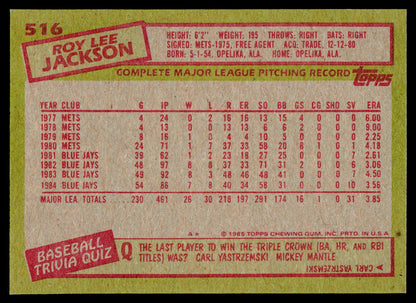 1985 Topps #516 Roy Lee Jackson