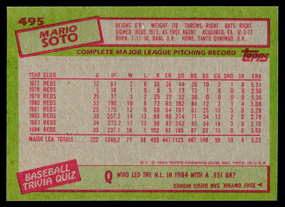 1985 Topps #495 Mario Soto