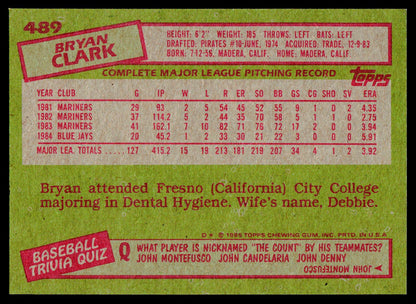 1985 Topps #489 Bryan Clark