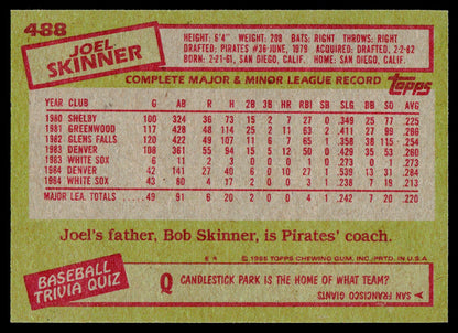1985 Topps #488 Joel Skinner