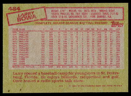 1985 Topps #484 Larry Bowa