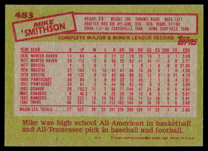 1985 Topps #483 Mike Smithson