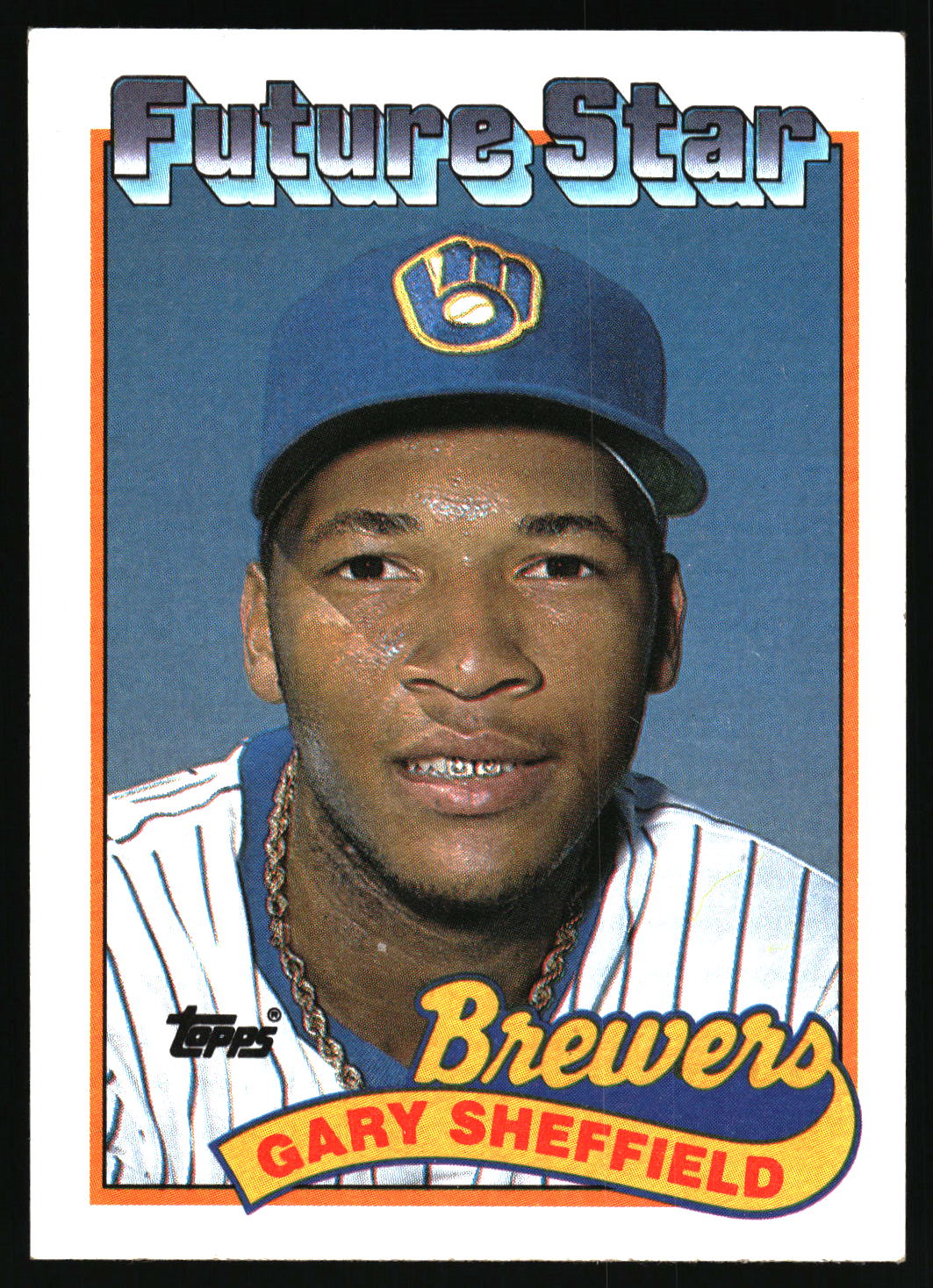 1989 Topps #343b Gary Sheffield : Larger gap between hat and Future Stars header