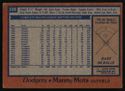 1978 Topps #228 Manny Mota