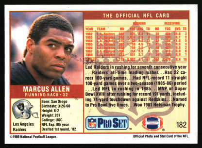 1989 Pro Set #182 Marcus Allen