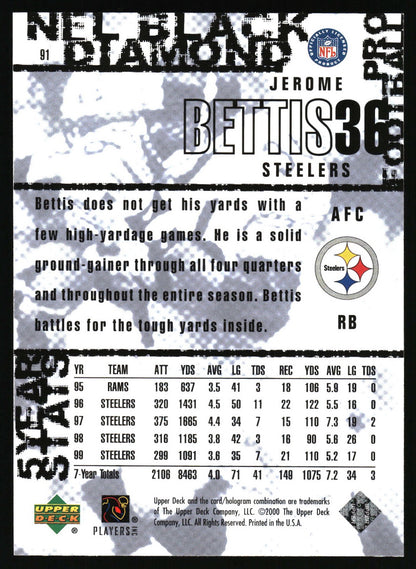 2000 Upper Deck Black Diamond #91 Jerome Bettis