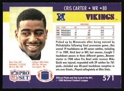 1990 Pro Set #571 Cris Carter