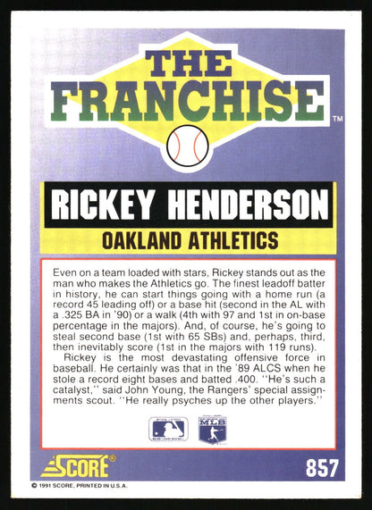 1991 Score #857 Rickey Henderson