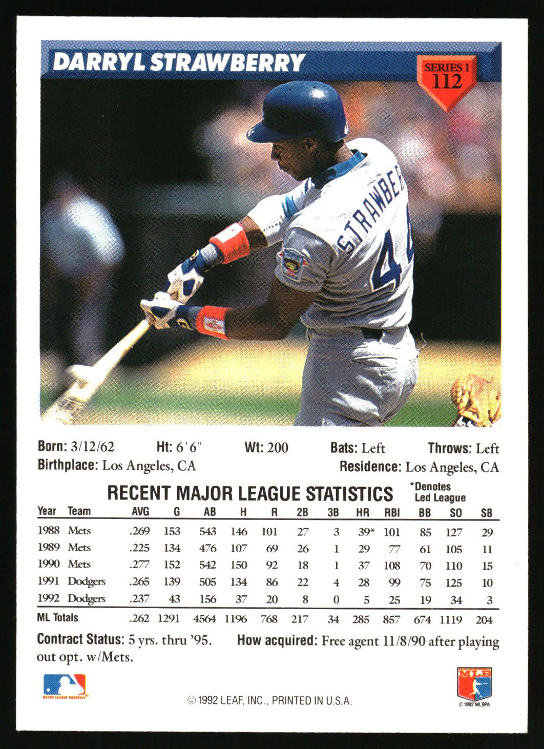 1993 Donruss #112 Darryl Strawberry