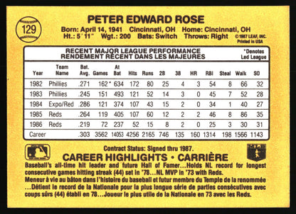 1987 Leaf #129 Pete Rose