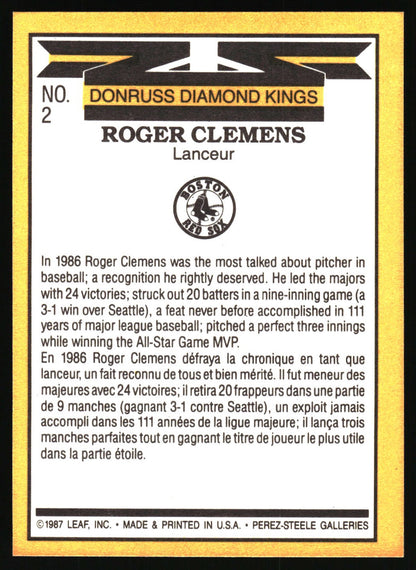 1987 Donruss #2 Roger Clemens