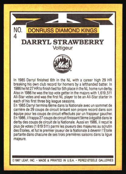 1987 Donruss #4 Darryl Strawberry