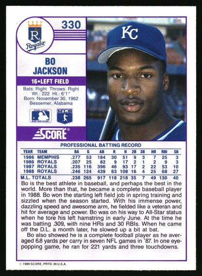 1989 Score #330 Bo Jackson