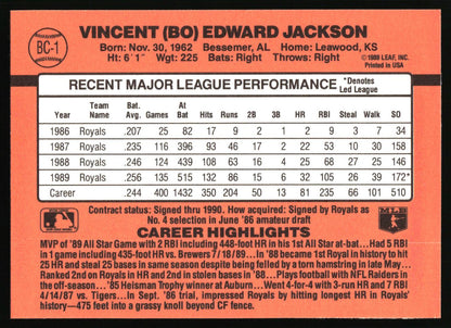 1990 Donruss #BC-1 Bo Jackson Bonus MVP's