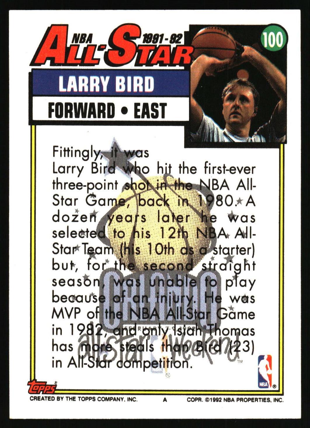 1992-93 Topps #100 Larry Bird Gold