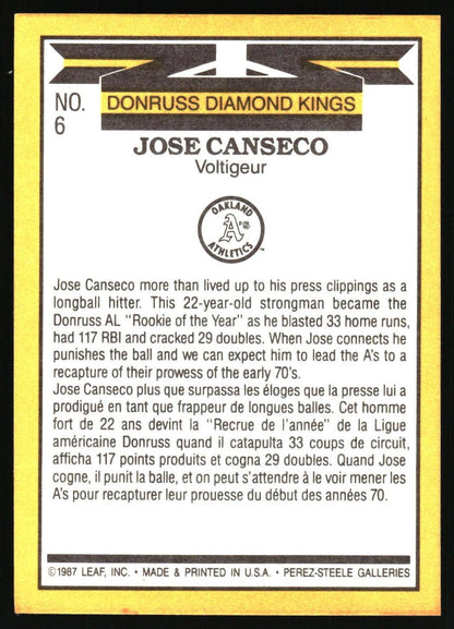 1987 Donruss #6 Jose Canseco