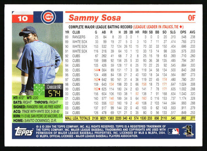 2005 Topps #10 Sammy Sosa Box Bottoms