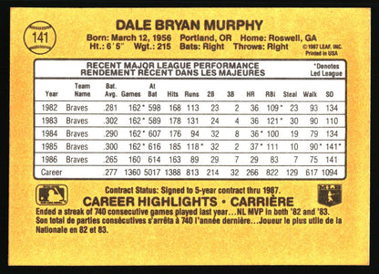 1987 Leaf #141 Dale Murphy